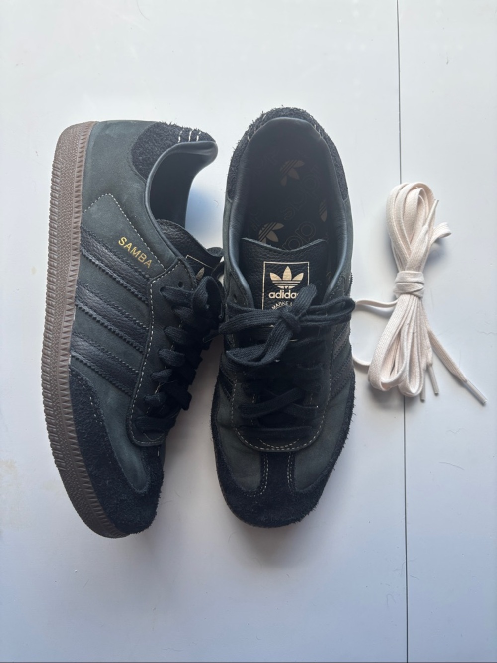 adidas Black Samba Suede Sneakers with Brown Gum Sole